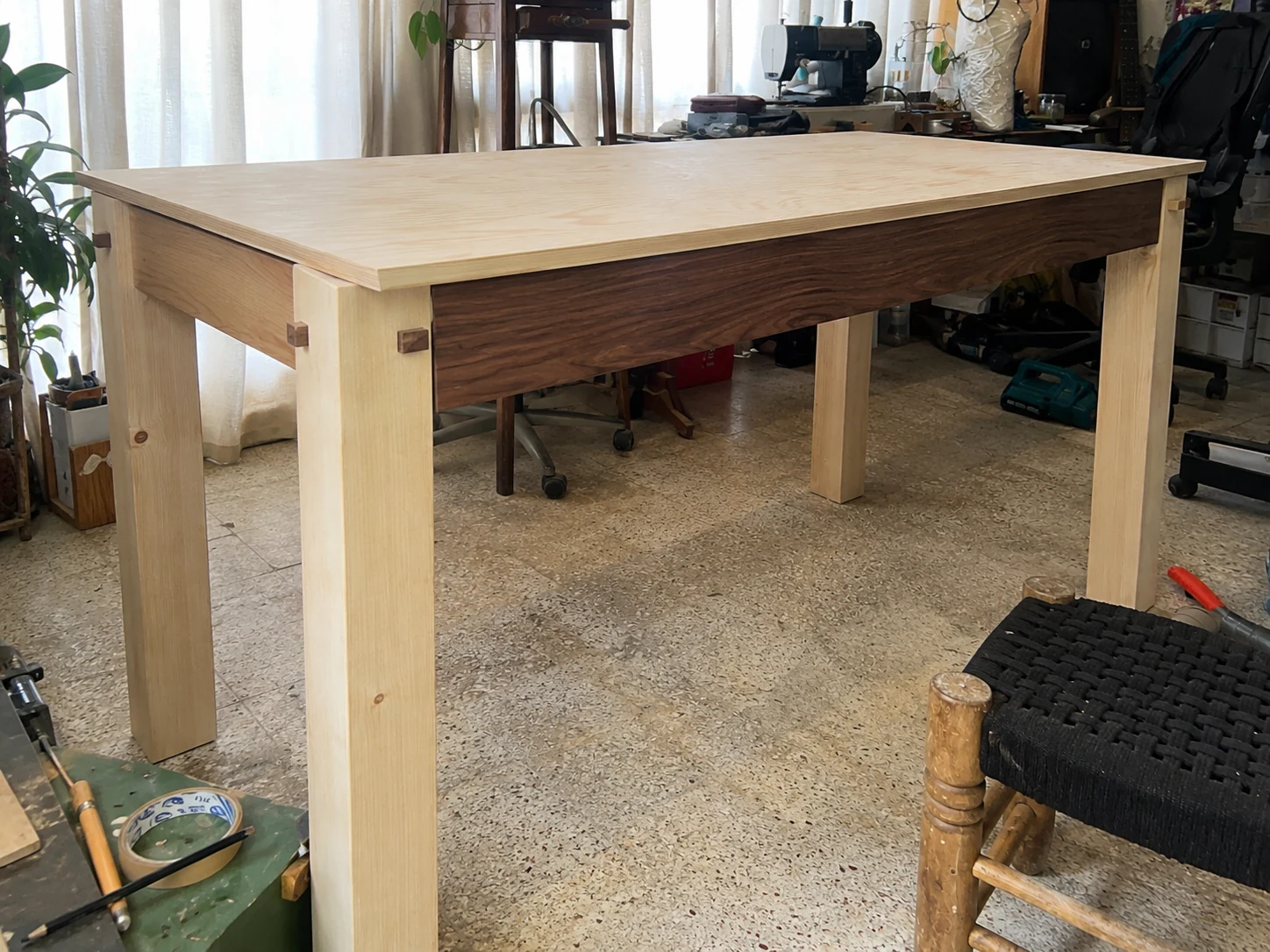 The studio desk in the workshop